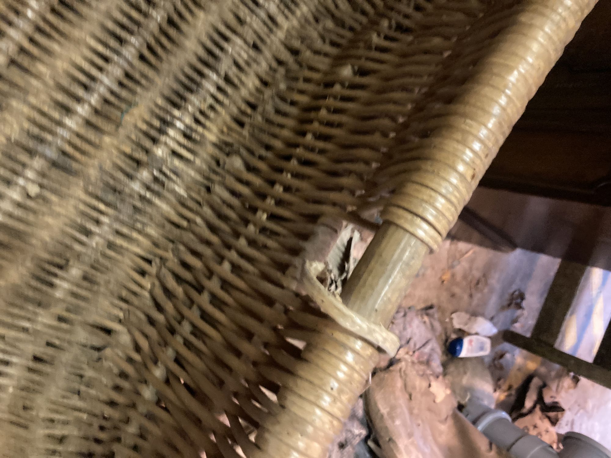 Three wicker grape harvest hods, width 87cm, depth 48cm, height 30cm